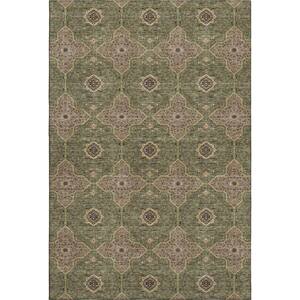 Mayfield Premium Machine Washable Abstract AMF2410 Olive 10 ft. x 14 ft. Area Rug