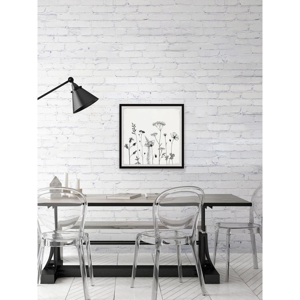 Gray Floral Watercolor Framed Print, 18" x 18"