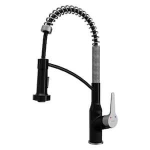 Scottsdale Single Handle Pull-Down Sprayer Kitchen Faucet in Matte Black and Stainless Steel