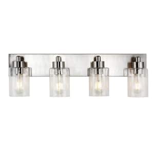 Irving 27.75 in. 4-Light Nickel Seeded Glass/Iron Modern Contemporary LED Vanity Light