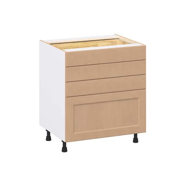 Lakewood Sugar Cookie Shaker Assembled Base Kitchen Cabinet with 4 Drawers (30 in. W x 34.5 in. H x 24 in. D)