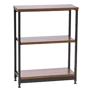 Black and Brown 3-Tier Metal and Wood Shelving Unit (10.51 in. W x 31. 69 in. H x 24. 57in D x )