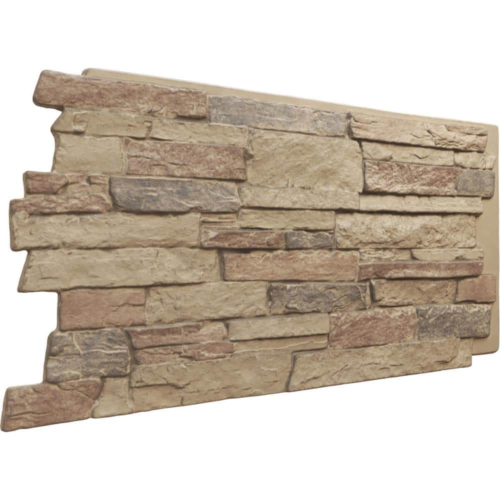 Colfax Faux Stone Siding Panel in Beige and Brown