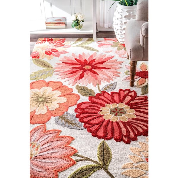 Pink flowers flower rug