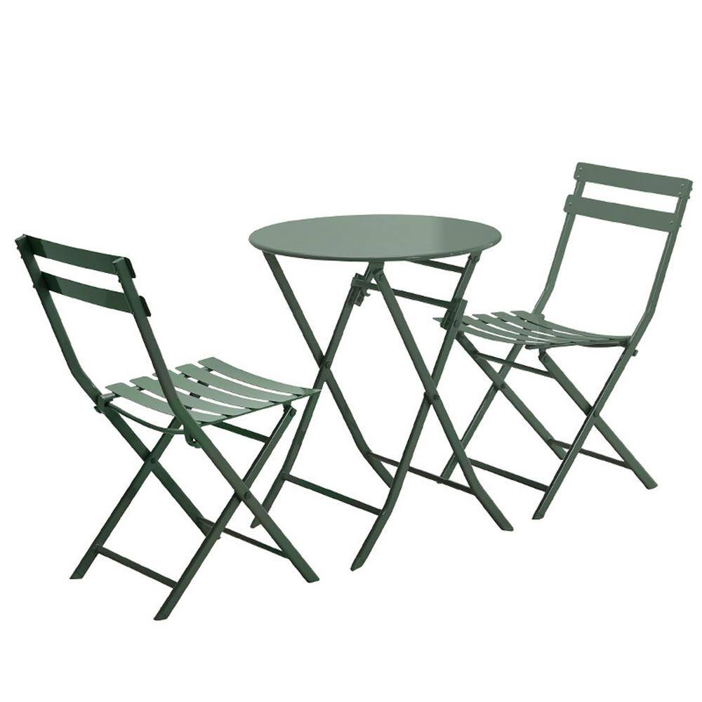 3-Piece Patio Bistro Set of Foldable Round Table and Chairs, Ideal for ...