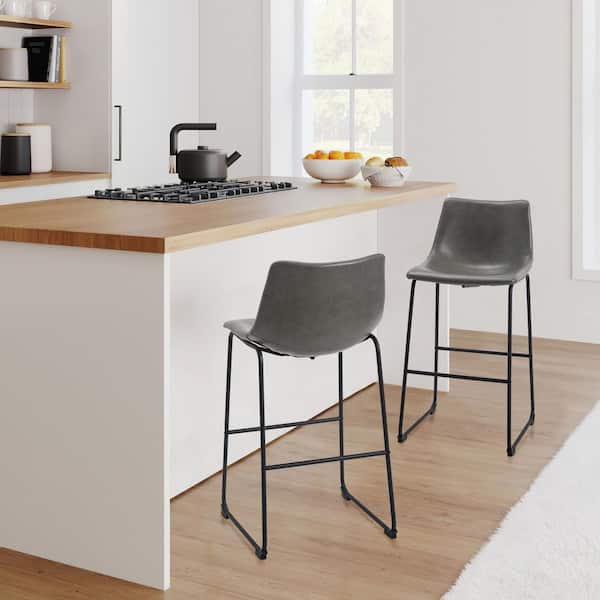 EDGEMOD Brinley Grey Counter Stool (Set Of 3), 57 OFF