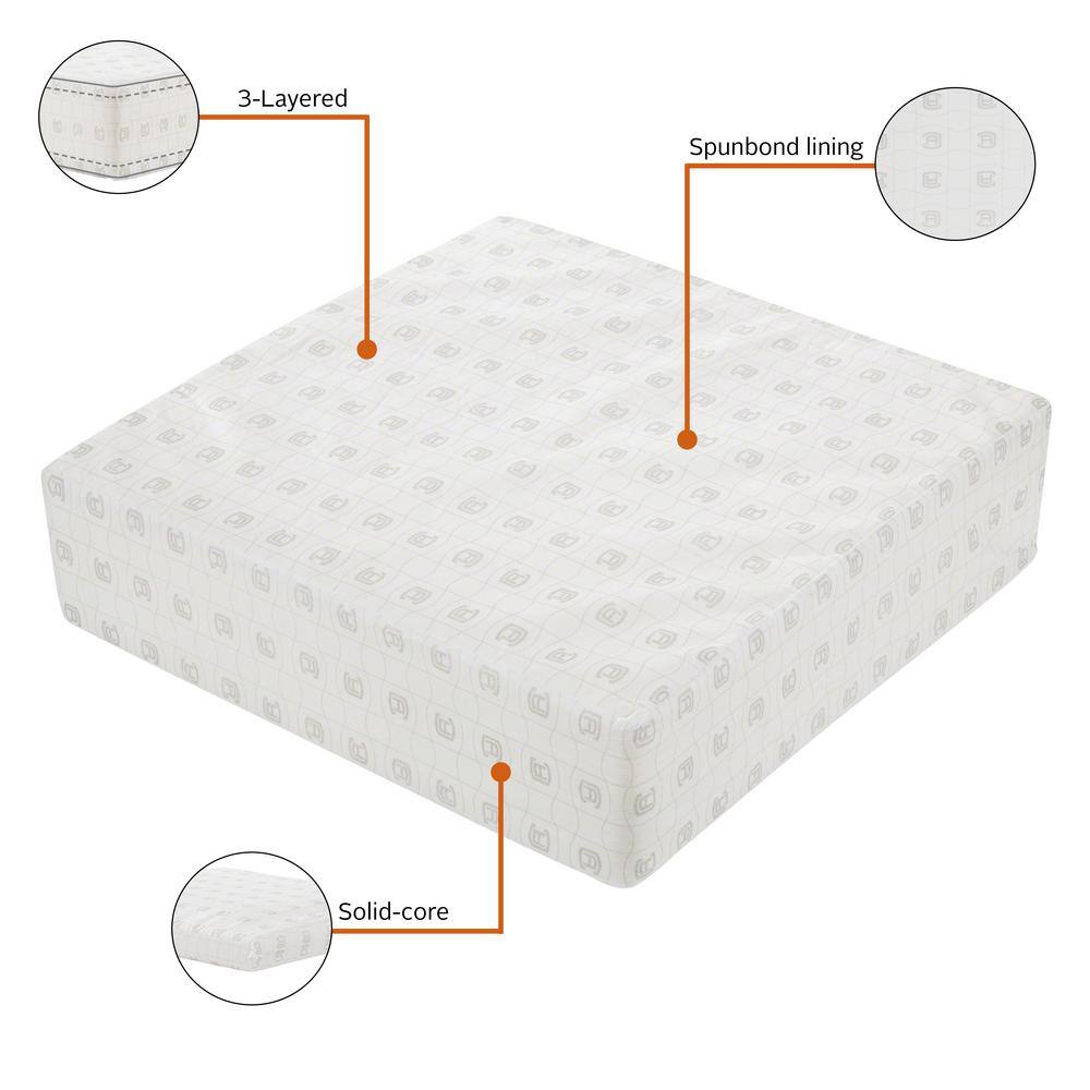White High-Density Foam Square Patio Lounge Cushion