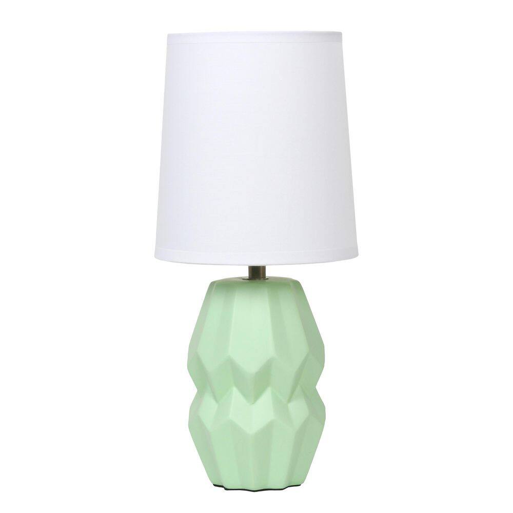 12.5 Geometric Ceramic Table Lamp, Sage Green Base with White Shade for Dorm or Entryway price history on PriceWatchPro