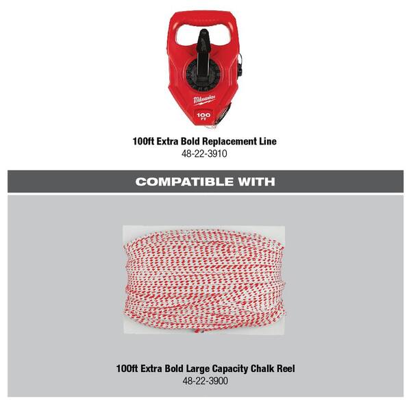 Milwaukee 48223986 100ft Bold Line with Red Chalk for sale online 