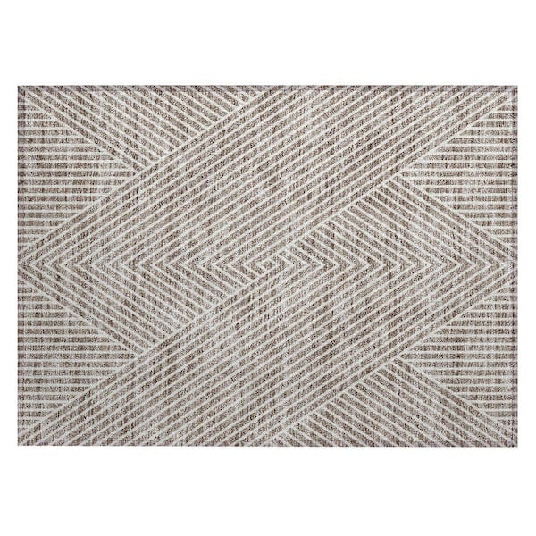 Chantille Machine Washable Indoor/Outdoor Abstract ACN937 Taupe 1 ft. 8 in. x 2 ft. 6 in. Area Rug