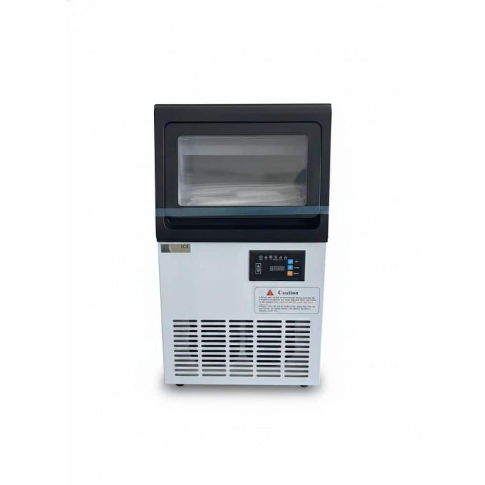 18.9 in. Stainless Steel Spray Drench Commercial IceMaker 200 lbs./24H Freestanding FullSize Cubes White  60 lb. Storage