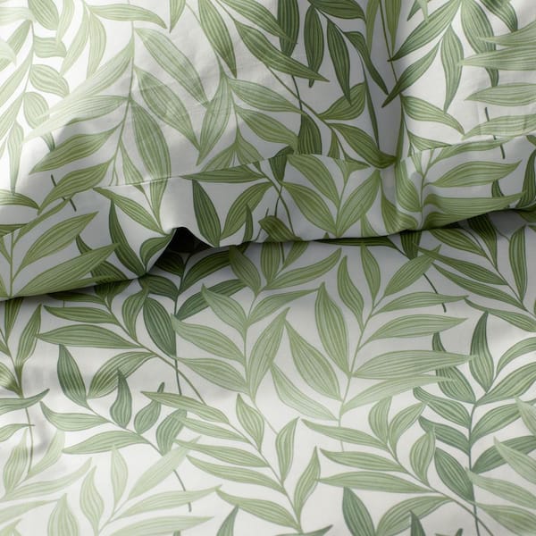 Company Cotton Tulum Leaf Floral Cotton Percale Sheet Set