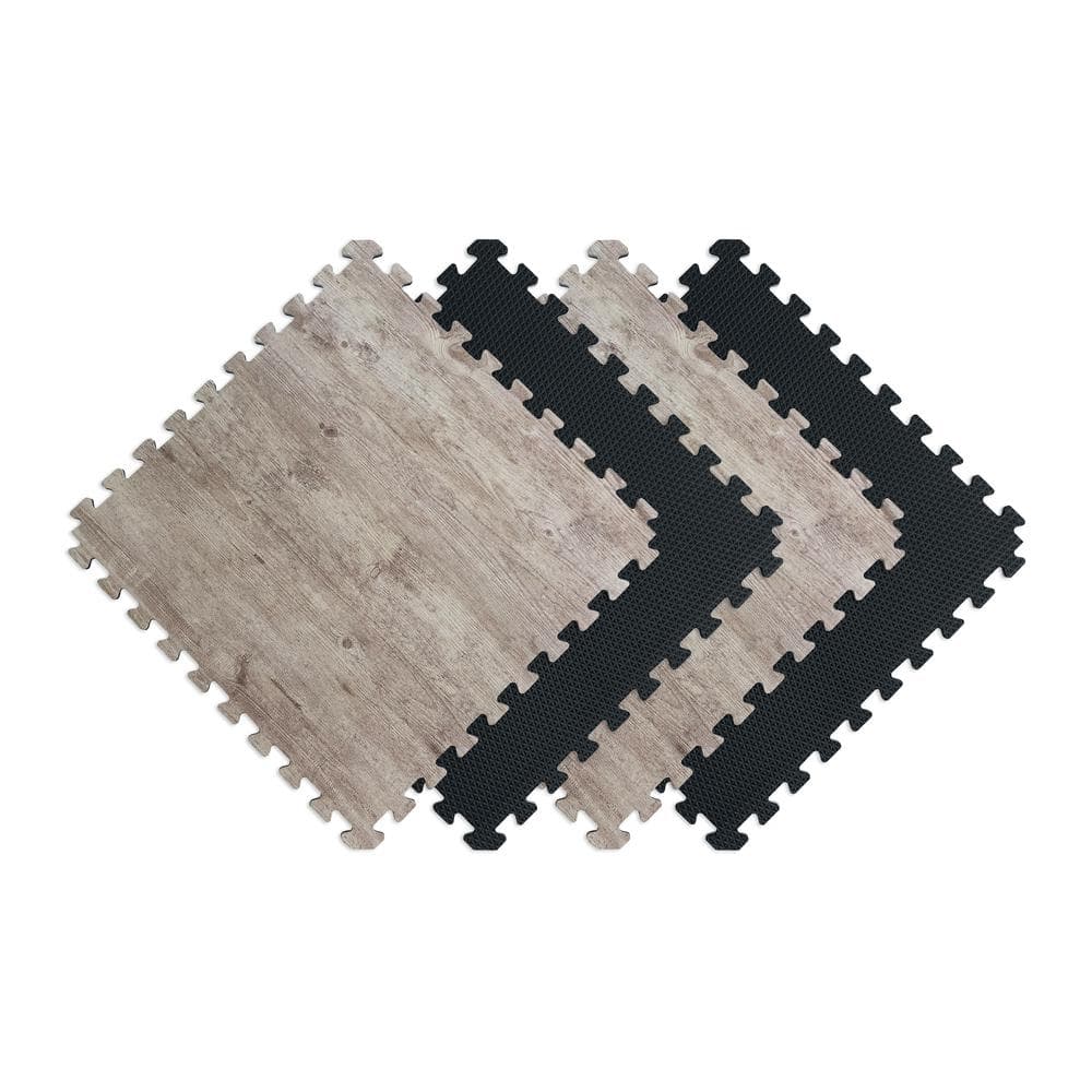 Norsk Reversible Driftwood Black Faux, Faux Hardwood Floor Mat