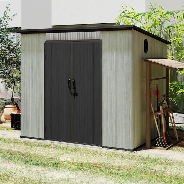 Sudzendf 8 ft. W x 6 ft. D Gray Resin Outdoor Storage Shed with