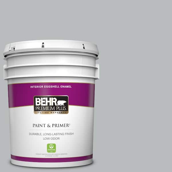 BEHR PREMIUM PLUS 5 gal. #PPU18-05 French Silver Eggshell Enamel Low Odor Interior Paint & Primer