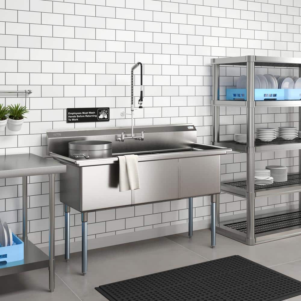 60'' Triple Bowl Brushed Stainless Steel Commercial Sink