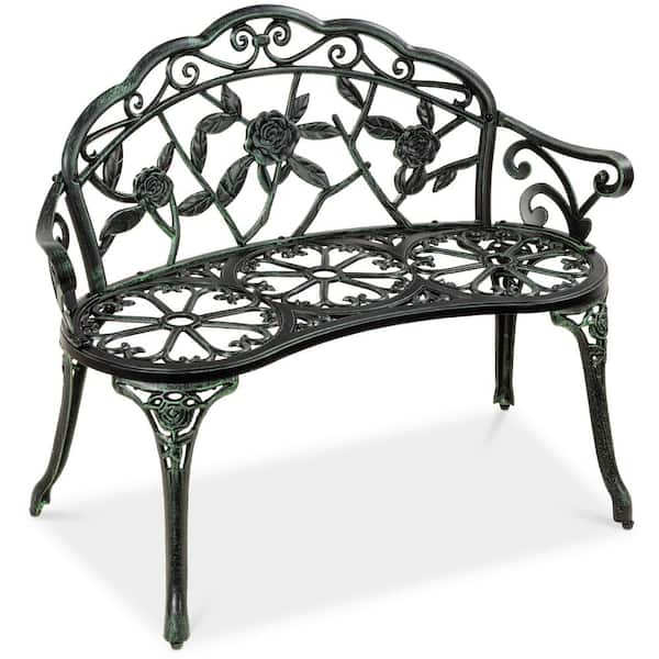 Best Choice Products 39 in. 2-Person Black Metal Outdoor Bench