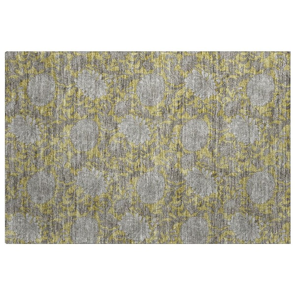 Dream Shag Premium Machine Washable Abstract ADS677 Gold 2 ft. x 3 ft. Accent Rug