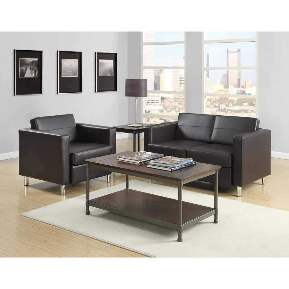Contemporary Black Faux Leather Barrel Accent Chair with Silver Metal Legs