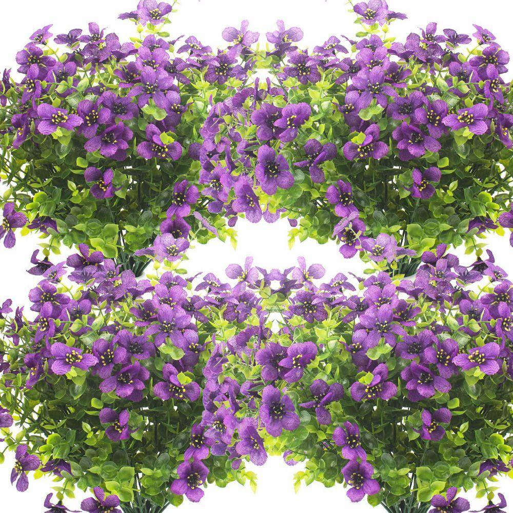 14 in. Purple 10 Bundles Artificial violet Flowers Outdoor UV Resistant ...