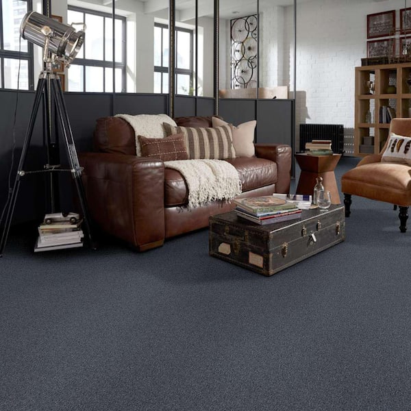 Brave Soul II - Blue Reflection - 15 ft. 44 oz. Polyester Texture Carpet - Installation Required