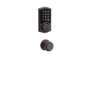 Premis Touchscreen Smart Lock Venetian Bronze Single Cylinder Keypad Electronic Deadbolt featuring Juno Hall/Closet Knob