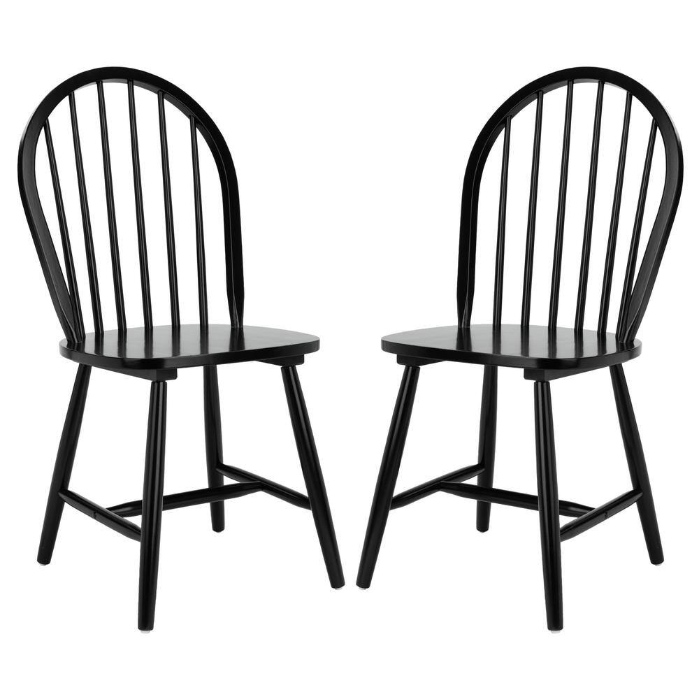 Camden Black Rubberwood Spindle Back Dining Chairs, Set of 2