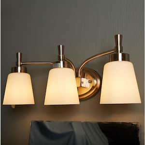 3-Light Brushed Nickel Vanity Light with Frosted Opal Glass Shade