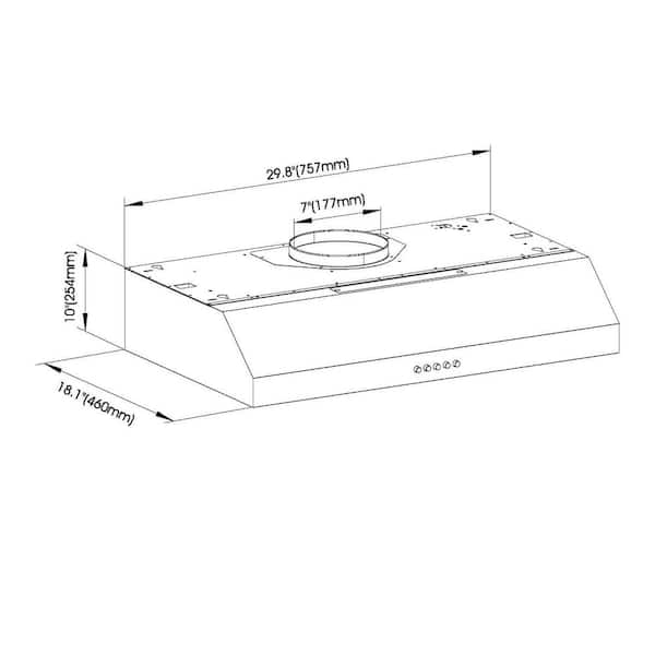 Vissani Sarela 30 in. W x 10 in. H 500CFM Convertible Under  