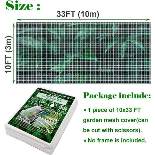 10 ft. x 33 ft. White Polyethylene Extra Fine Garden Mesh For Vegetable  Plant Fruit Flower Crops Greenhouse Row Cover B08MQHZK6Y - The Home Depot