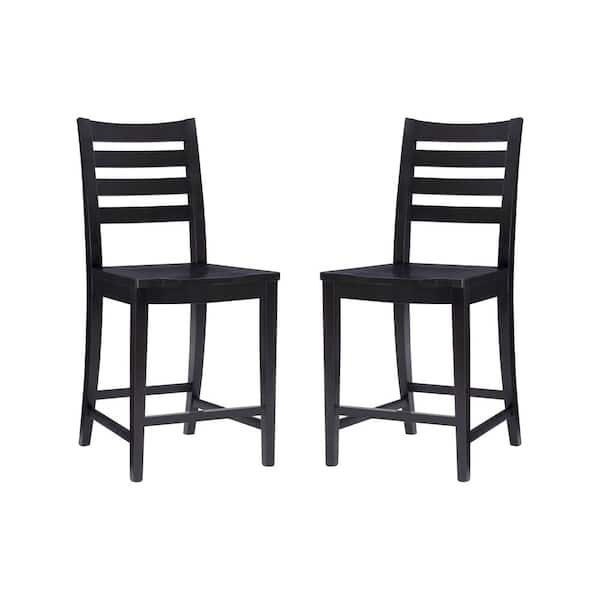 Linon Home Decor Freya 22.5 in. Seat Height Black High back Wood frame Counter-stool (set of 2)