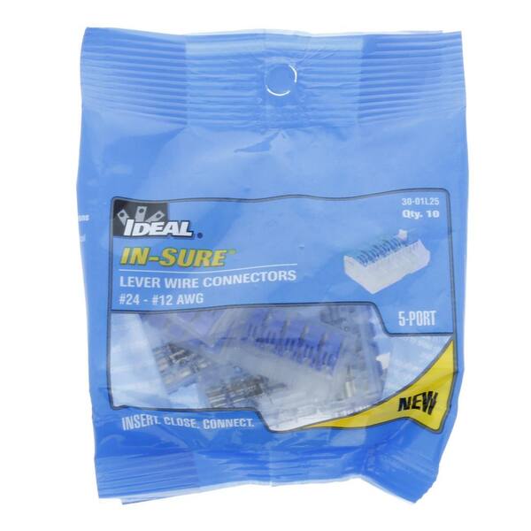 IDEAL - In-Sure Lever Wire Connector, 12 AWG, 5-Port Bag of 10