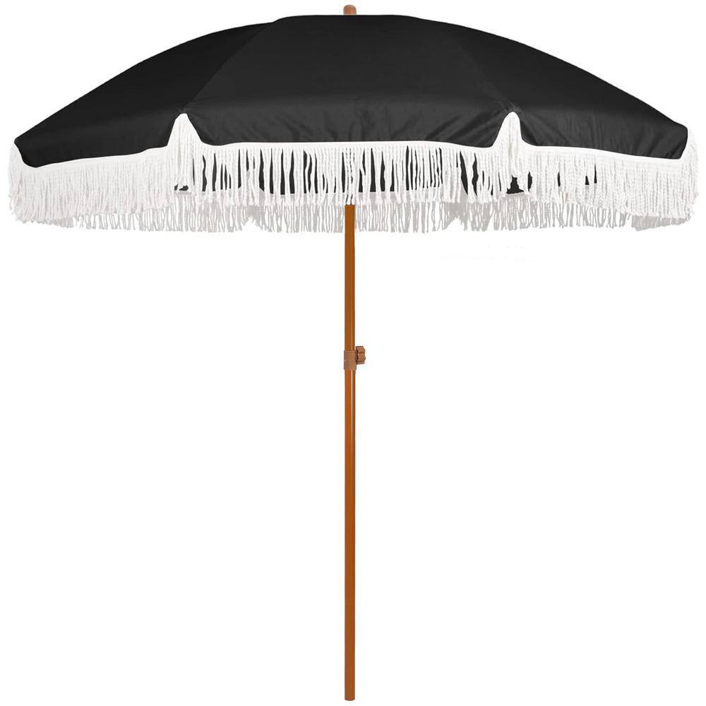 7 ft. Metal Beach Umbrella in Black with Tassel price history on PriceWatchPro