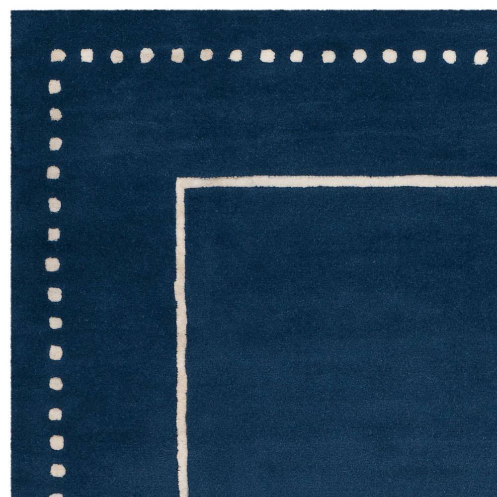 Navy Blue & Ivory Hand-Tufted Wool 8' x 10' Area Rug