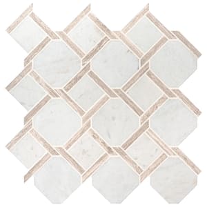 Marbella Lynx 12 in. x 12 in. Polished Marble Mosaic Tile (10 sq. ft./Case)