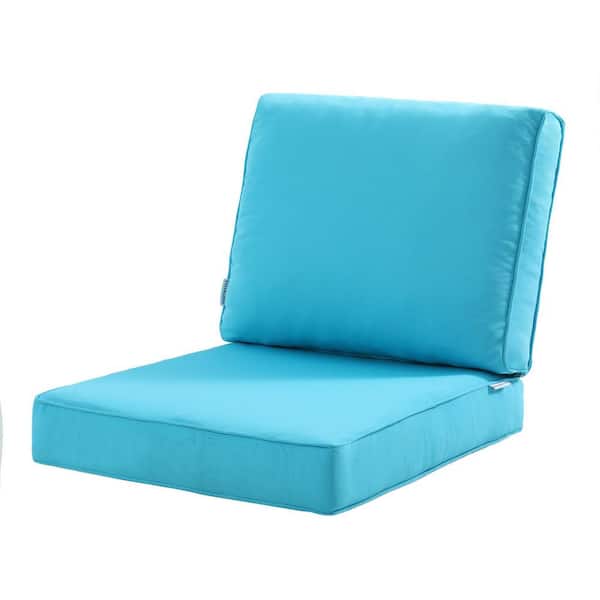 23 in. x 24 in. 19 in. x 23 in. 2-Piece Deep Seat Rectangle Outdoor Lounge Chair Cushion/Back Pillow Set in Sky Blue