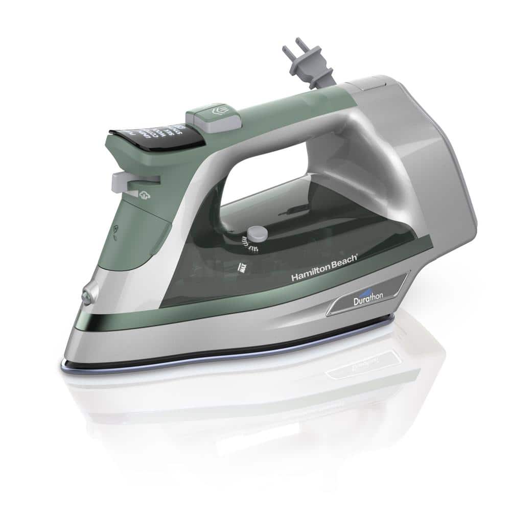 Durathon Silver and Green Digital Nonstick Iron with Retractable Cord