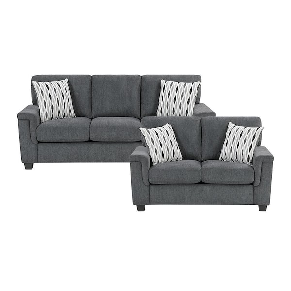 ＤＩＶＡＮＣＯ　ＳＯＦＡＲ　ＢＬＡＣＫ／ＬＩＧＨＴ　ＧＲＡＹ Lazzara Apollo 77 in. W Square Arm Faux Leather Rectangle 3-Piece