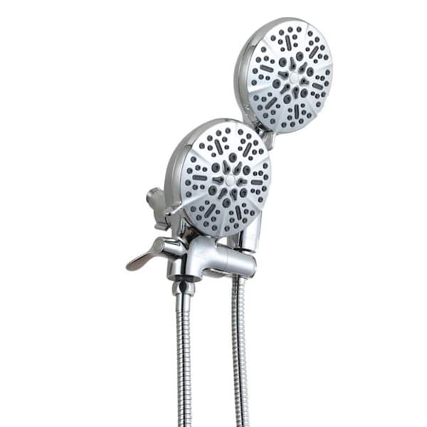 Flynama 5-Spray Patterns 5 in. Wall Mounted Dual Shower Head and Handheld Shower Head in Chrome