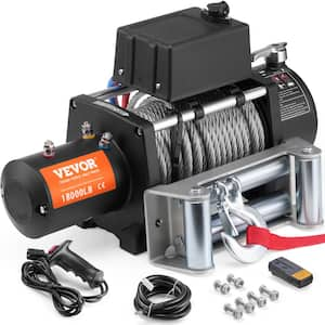 Electric Winch, 18,000 lbs., 12V DC Truck Winch with Φ7/16 in. x 85 ft. Steel Cable Roller Fairlead Wireless and Wired