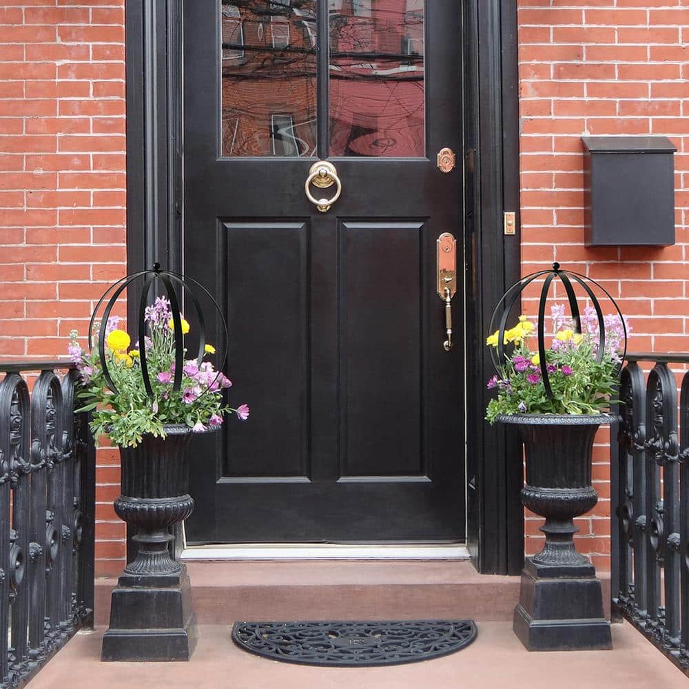 Small Black Metal Orb Garden Trellis, 19.5" Height