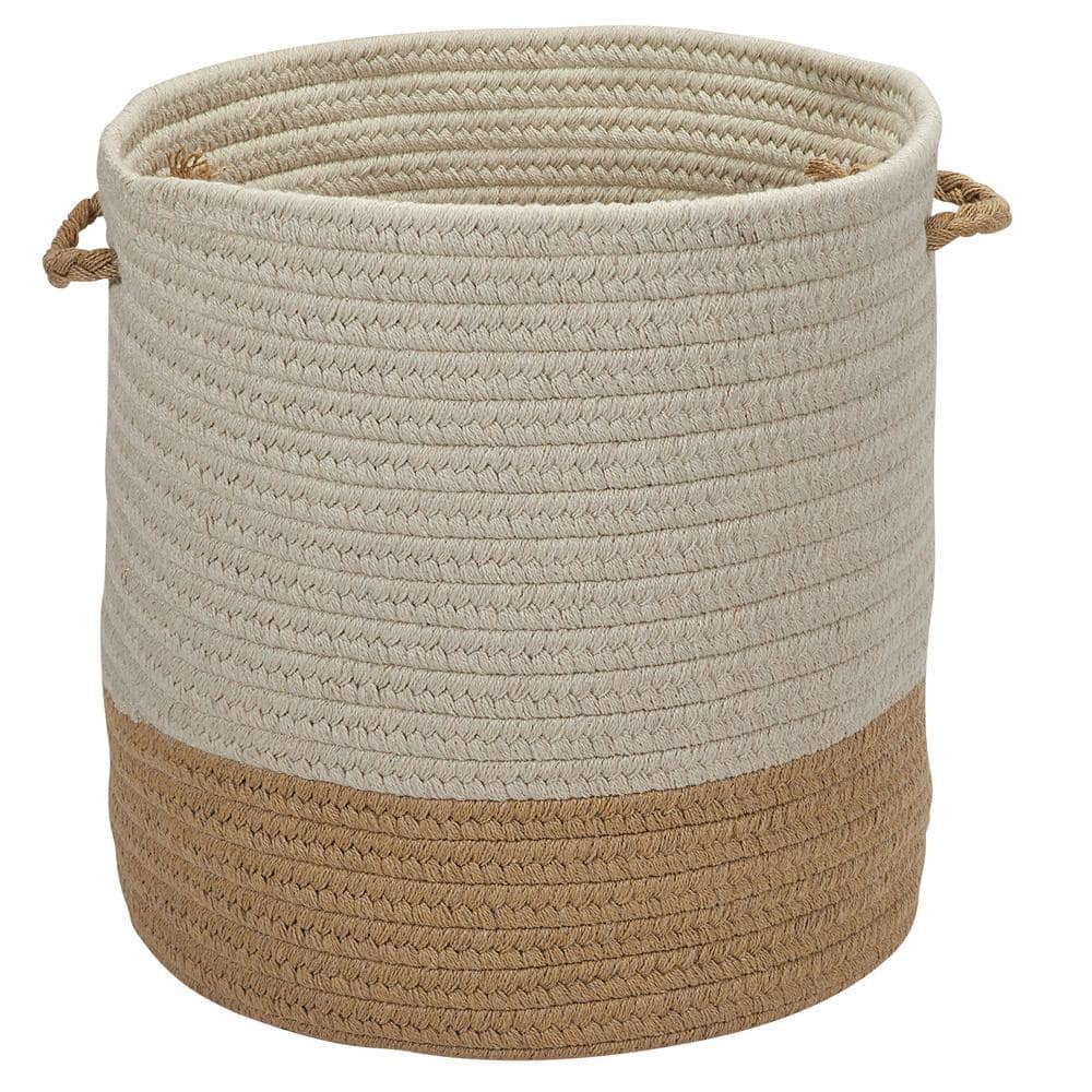 Sunbrella Caroline Round Indoor/Outdoor Basket Wheat 13 in. x 13 in. x 11 i
