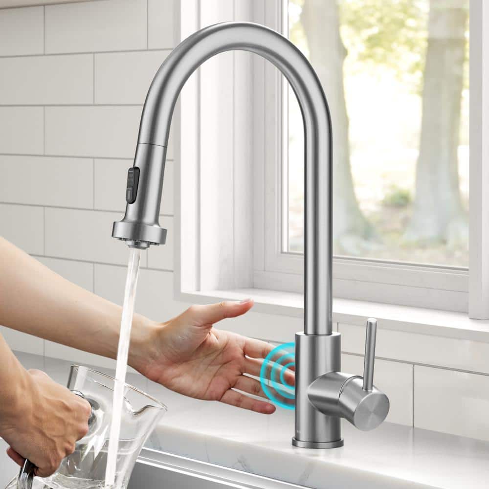 Stainless Steel Touchless Kitchen Faucet with Pull-out Spray