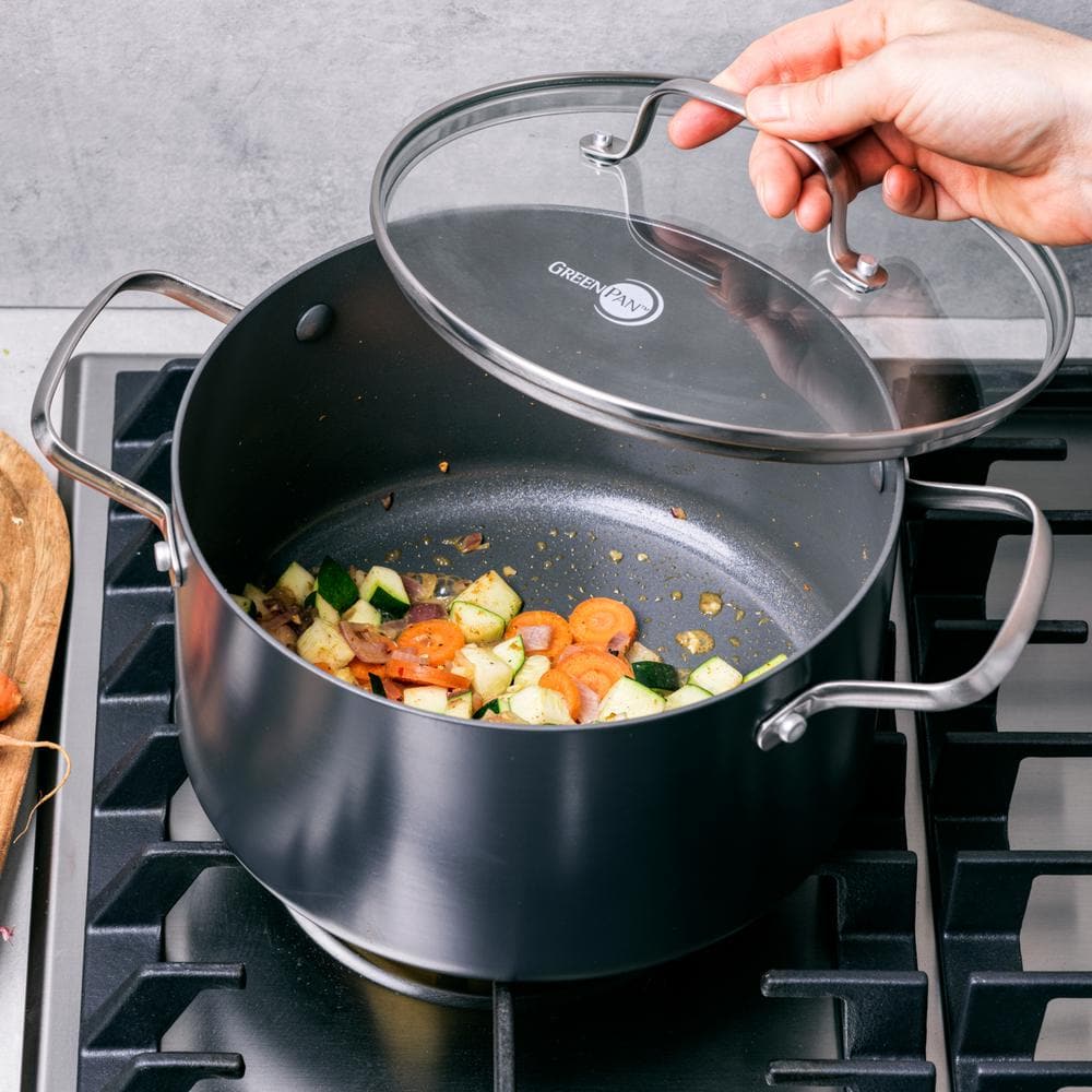 Black Nonstick Aluminum 10-Piece Cookware Set with Stainless Steel Handles