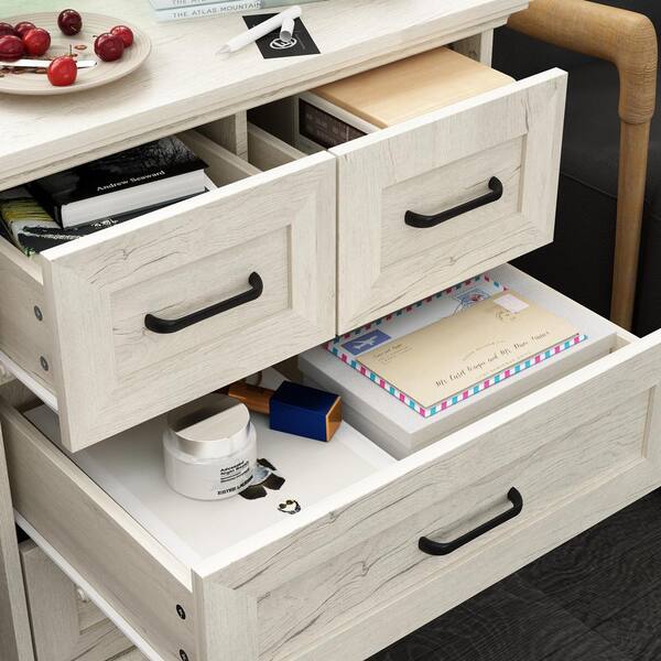 FUFU&GAGA Gray Wood Grain 4 Drawers 23.6 in. Width Rectangle  display picture 1