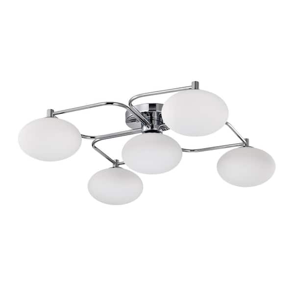 Warehouse of Tiffany Camris 23.6 in. 5-Light Indoor Chrome Finish Flush Mount Chandelier