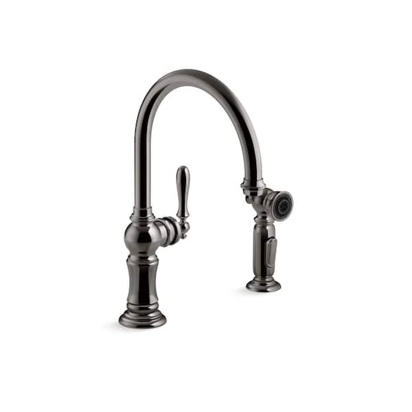 KOHLER Artifacts Single-Handle Standard Kitchen Faucet With 2-Function Sprayhead in Vibrant Titanium