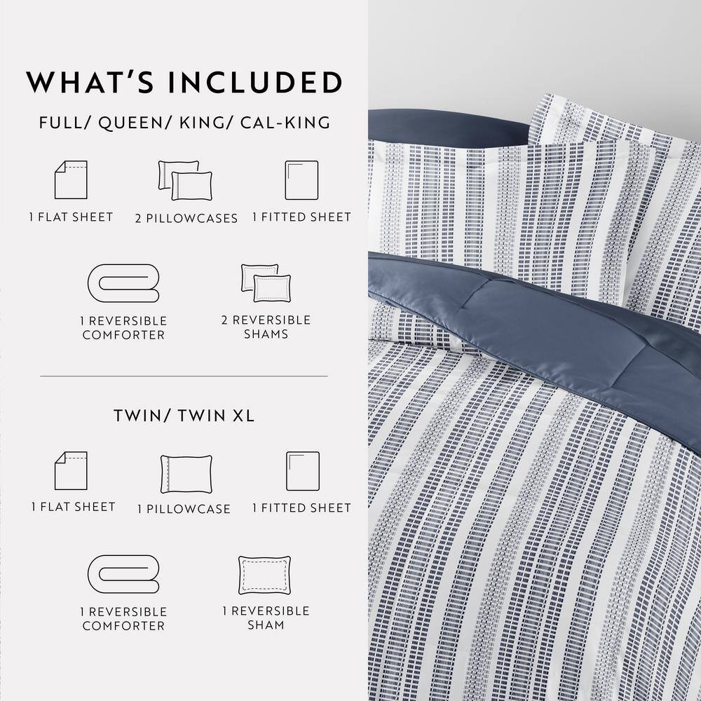 Twin Navy Microfiber Down Alternative Bed in a Bag Set