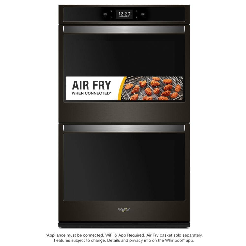 Whirlpool 30 in. Smart Double Electric Wall Oven with Air Fry, When Connected in Fingerprint Resistant Black Stainless Steel