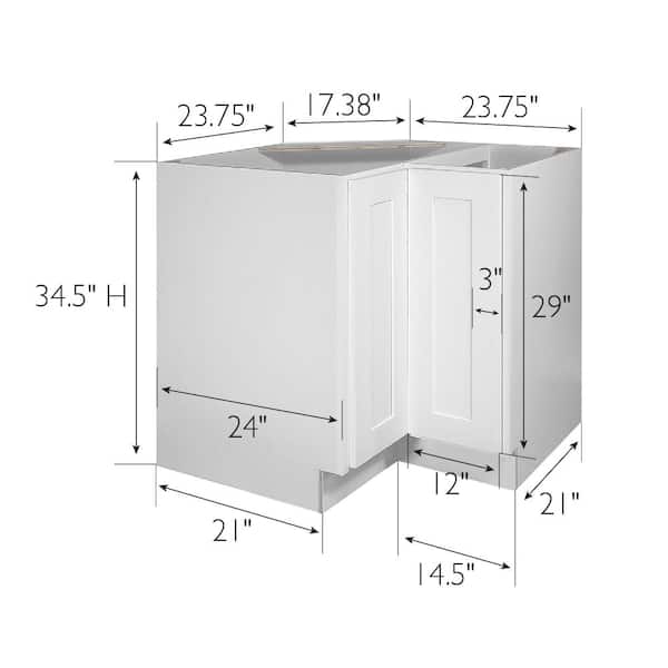 Design House Brookings Solid Wood Assembled Shaker 36 in. x 34.5 in. x 24 in. 2 Door Lazy Susan Corner Kitchen Cabinet LS36 in White